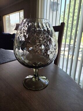 Mid Century Empoli Italian Smoked Optic Glass Oversized  Snifter.